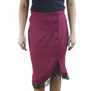Retro vintage Style Red Pencil skirt with lace trimming - Summer Pencil skirt